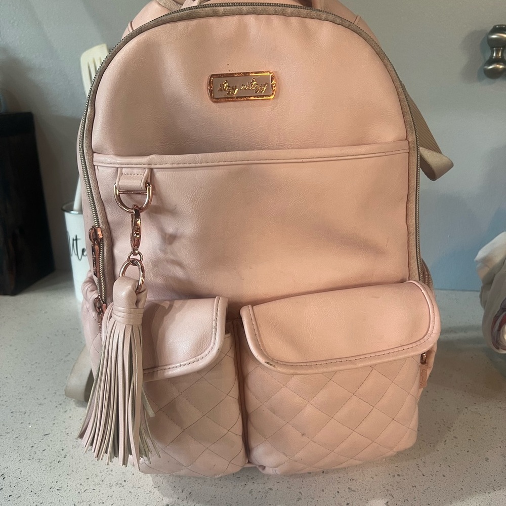 Itzy Ritzy Pink Quilted Backpack with Tassel